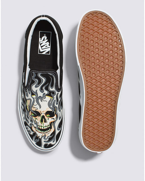 VANS Classic Slip-on Flame Skull Mens Sneakers